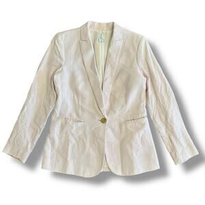 J. by J.Crew Women’s Linen Blazer Size 2 Light Pink One Button Jacket L1150